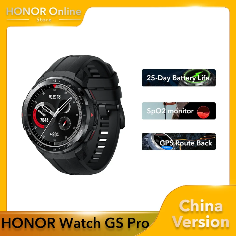 HONOR Watch GS Pro Smart Watch SpO2 Heart Rate Monitoring Bluetooth Call 1.39'' AMOLED 5ATM Sports Watch