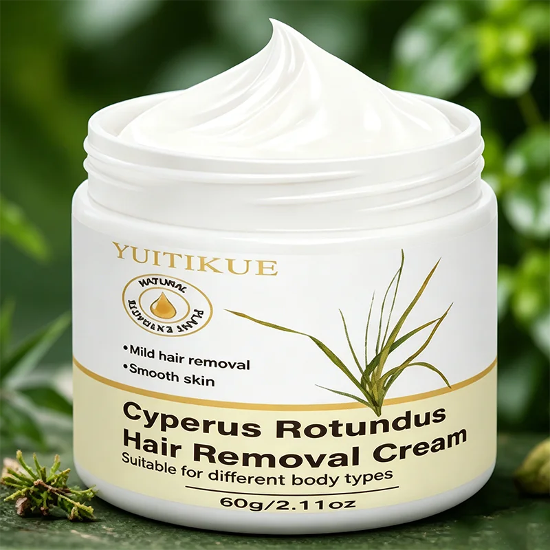 YUITIKUE Cyperus Rotundus Natural Plant Extract Hair Removal Cream Mild Depilatory Cream Smooth Skin Fit Various Skin Types 60g