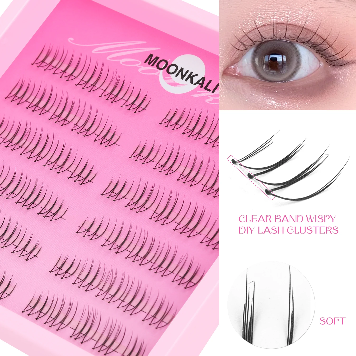 MOONKALI Eyelash Extension Thick Lashes Natural Mixed Eyelashes DIY Eyelash Extensions Natural Lash Clusters