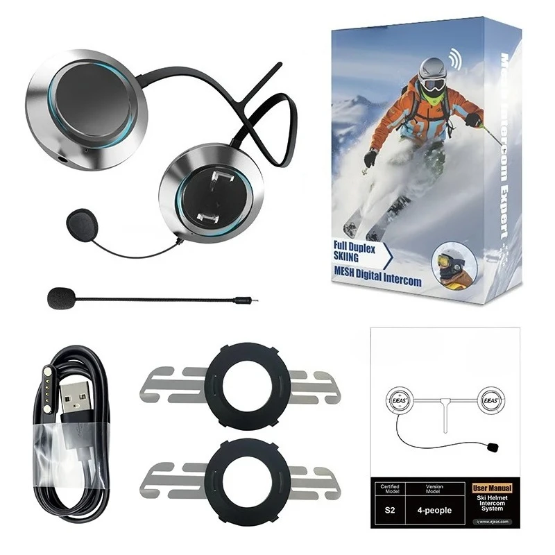 Wholesale New Product Waterproof Ski S2 Headset Wireless Mesh Group Walkie Talkie Microphone Backcountry Skiing