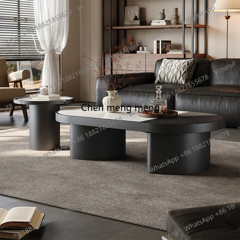 RR Sleek Living Room Coffee Table Set with Hidden Storage Modern Simple Coffee Table Round Side  Set Elegant Home Center Table