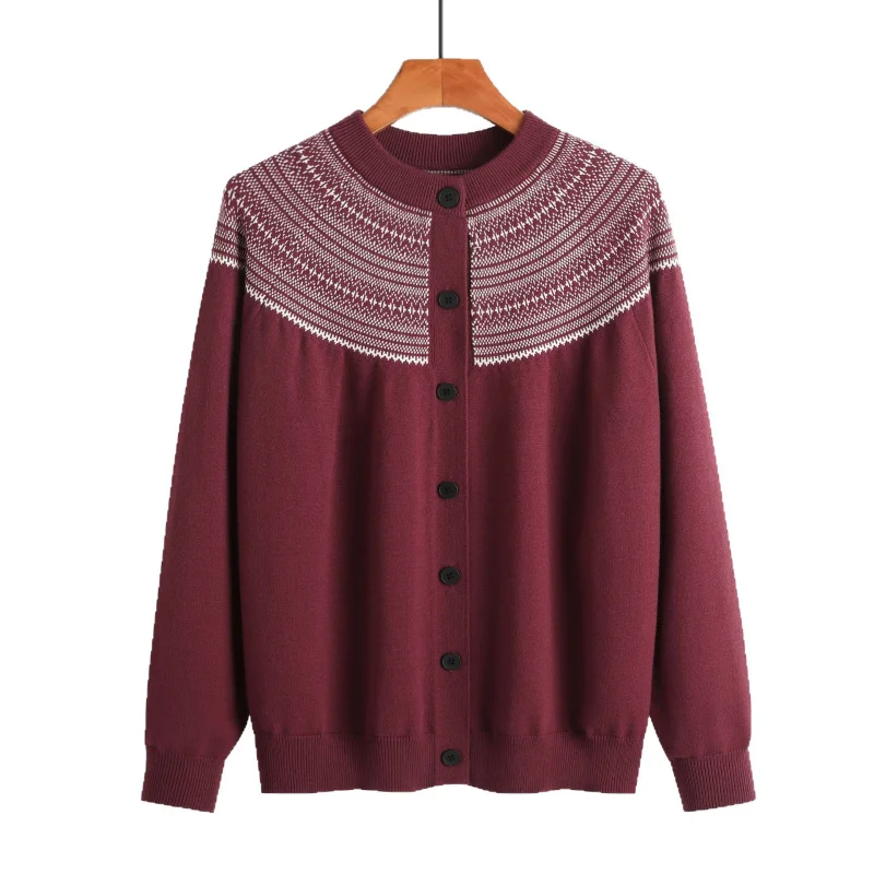 

New Autumn and Winter Knitwear Women's Cardigan All Match Elegant New Loose Round Neck Casual Elegant Top