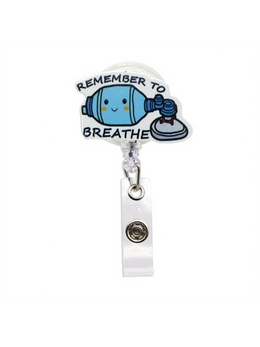 1pc funny Retractable Badge Reel with Metal Clip，360° Swivel Hook, For Nurses / Office / Corporate / Events/ Office Workers
