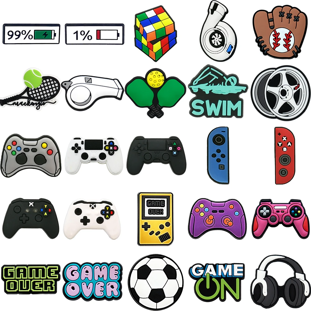 1PCS Shoe Charms Cool Style Football Game Controller Rubik's Cube Shoe Accessories Pins for Men Boys Shoe Decoration Clog Buckle