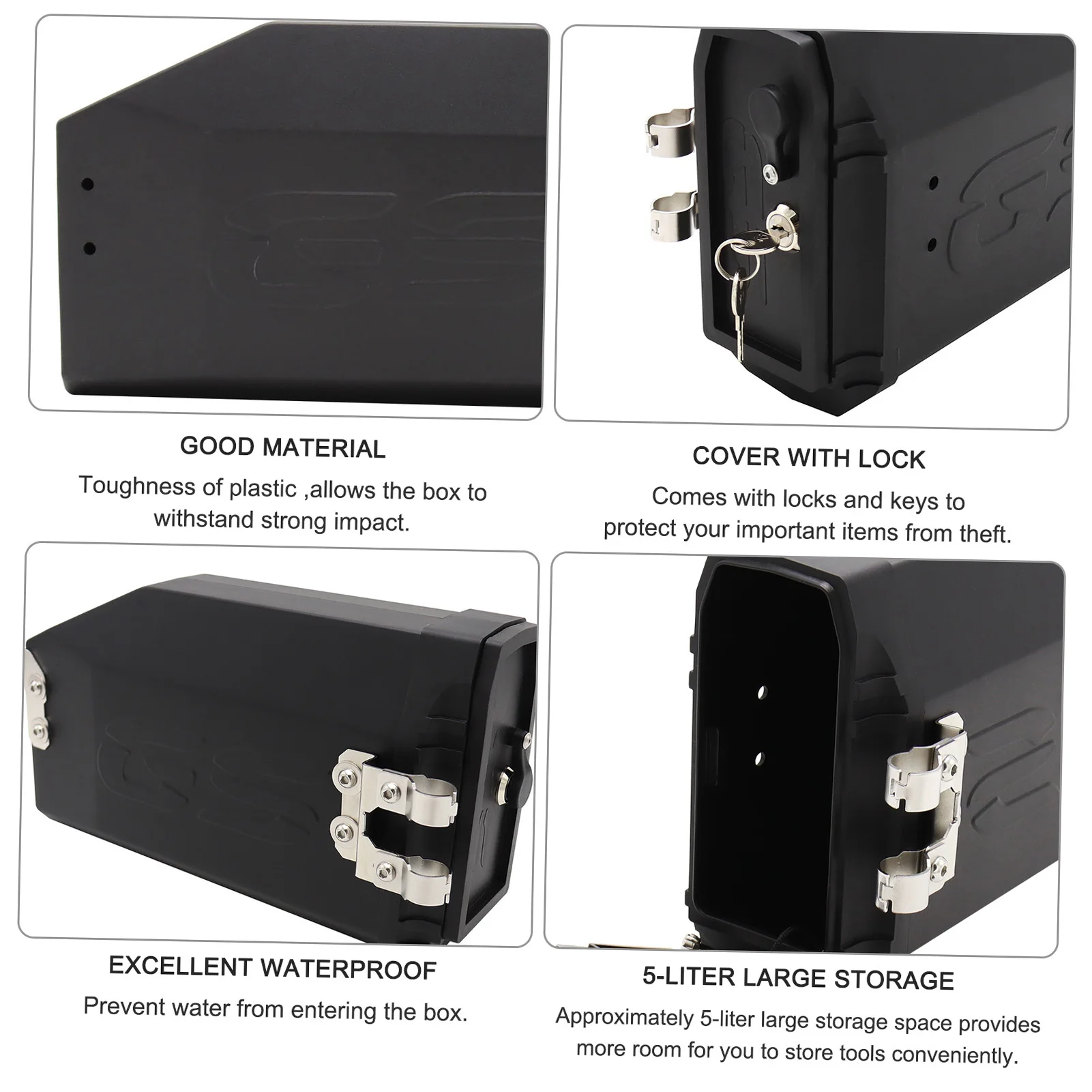 Motorcycle Tool Box Large Capacity Plastic Portable Motorcycle Toolbox with Keys Replacement for R1200GS 2008‑2018