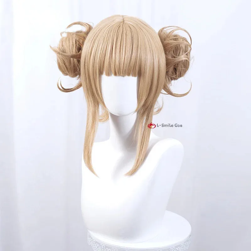 أنيمي بطلي الأكاديمية الصليب جسمي Himiko Toga قصيرة شاحب الذهب الكتان الذهب تأثيري حلي الباروكات كوس الشعر Perucas + غطاء شعر مستعار مجاني