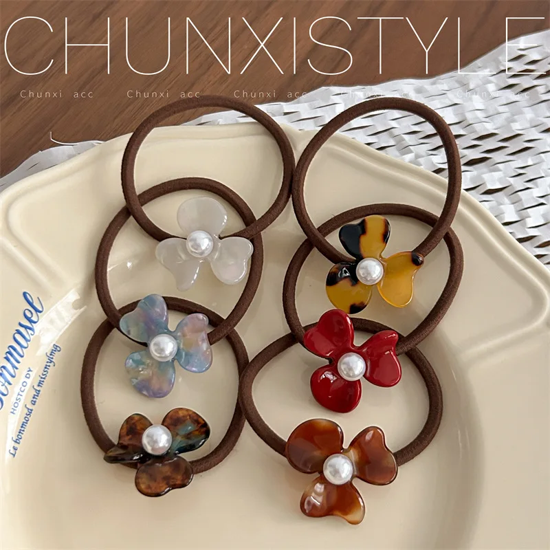 

Fashion Hair Ties for Women Cute Acetate Flower Ponytail Holders Non Slip Gentle on Hair Strong Hold Elegant Hair Accessories