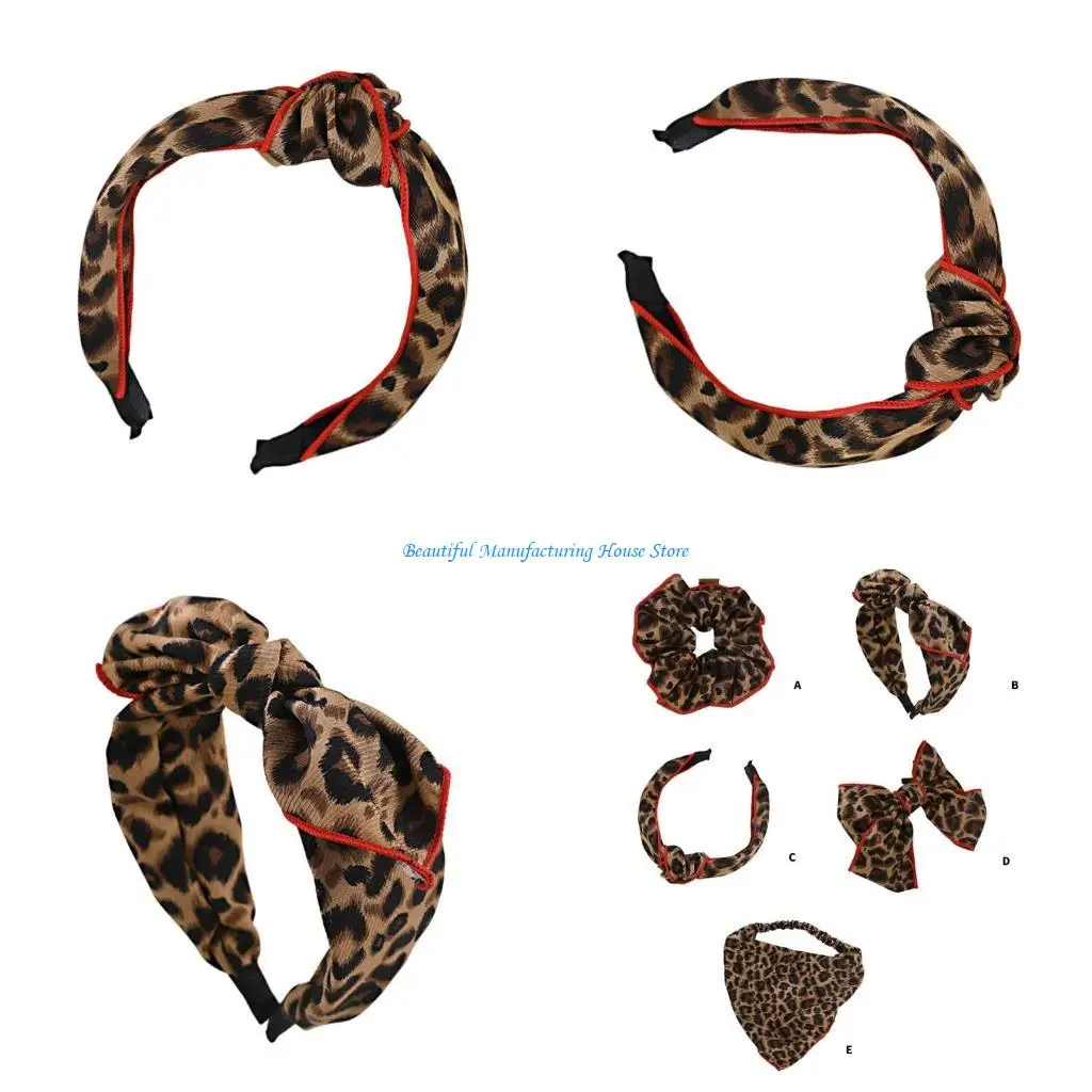

E56A Fashionable Leopard Hairband Light weight Elastic Headbands Stylish Headwear