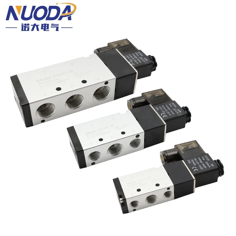Pneumatic Electric Solenoid Valve 5 Way 2 Position Control Air Gas Magnetic 4V110-06 4V210-08 4V310-10 4V410-15 DC12V 24V AC220V