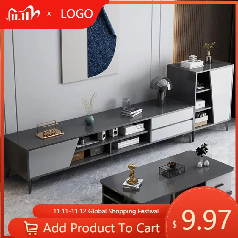 

Fashion Living Room TV Cabinet Nordic Black Storage TV Floor Consoles Cabinet Drawers Meuble TV Bois Room Furniture MQ50DS