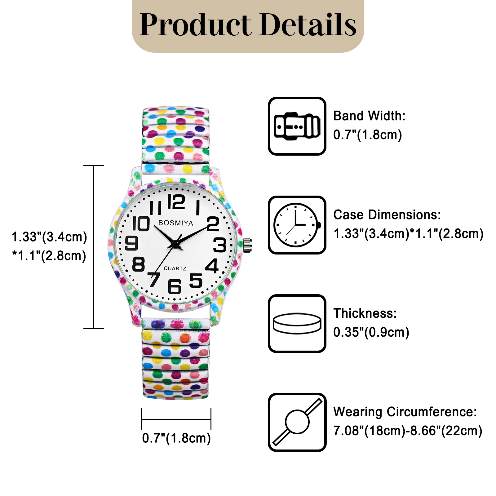 LANCARDO Men's and Women's High Definition Easy to Read Elastic Watch Arabic Digital Scale Printing Decorative Telescopic Strap