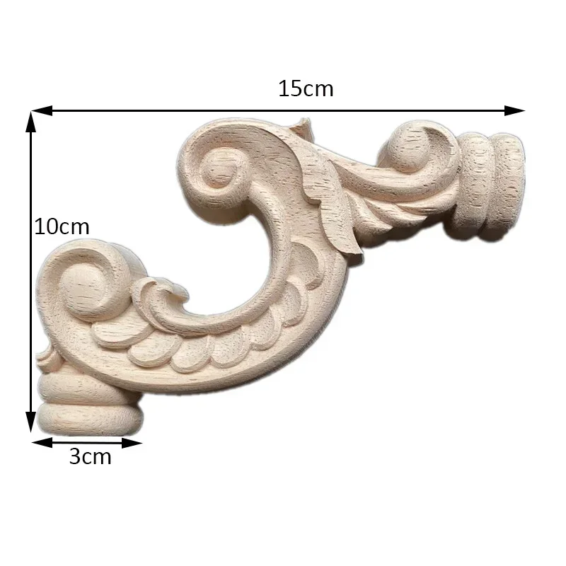 15cm Vintage Wood Carved Corner Onlay Applique Frame Door Decorate Wall Furniture Decorative Figurines Wooden Miniatures