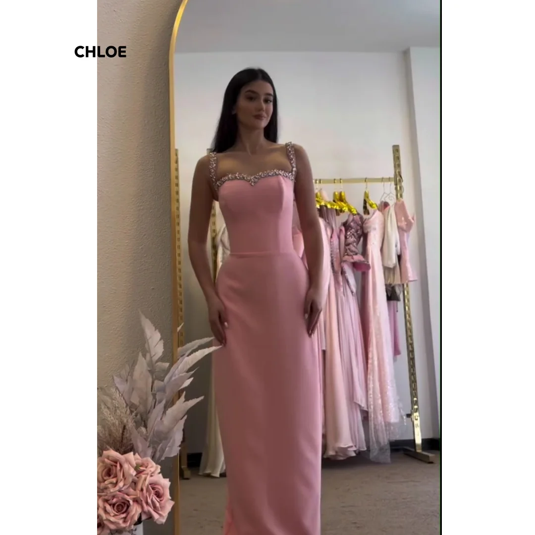 

Pink Elegant Evening Dresses for Woman Luxury Party Dresses for Special Occasions Sleeveless Mermaid Ball Gown Dress Customized