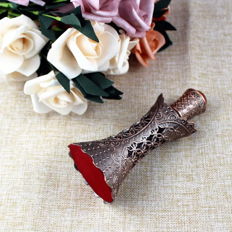1PC 12ml Antiqued Metal Glass Bottle Arab Style Essential Oils Bottles with Dropper Middle East Perfume Oil Vials