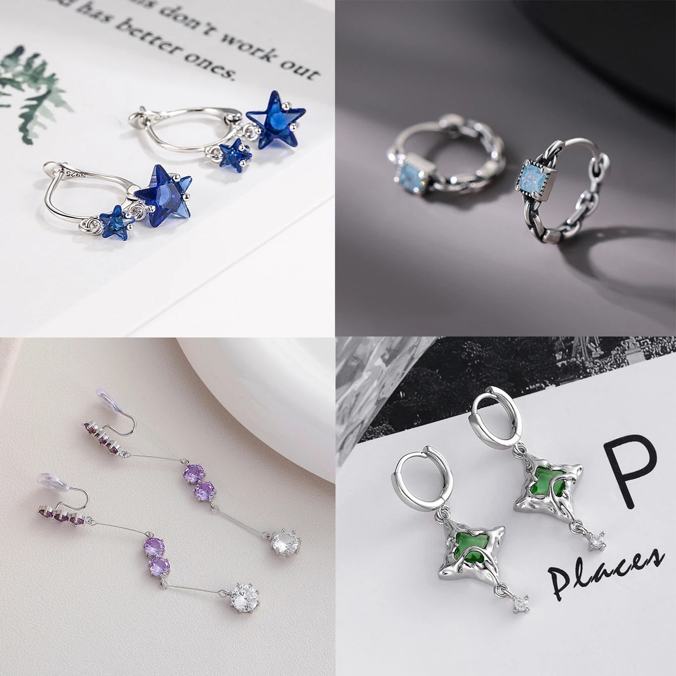 

Серебряные серьги-капли, обруч, нерегулярная звезда, зеленый, синий, фиолетовый, квадратный, элегантный для женщин и девочек, подарок, ювелирные изделия, дропшиппинг, оптовая продажа