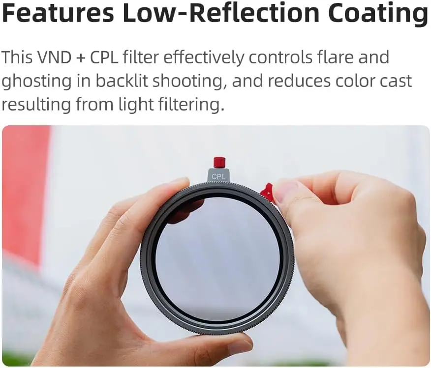 Kase Optimizer Vari ND III/CPL 62mm Screw Lens Filter 1.5-6 Stop Hardened Optical Glass Anti-Flare Low Reflection Coating