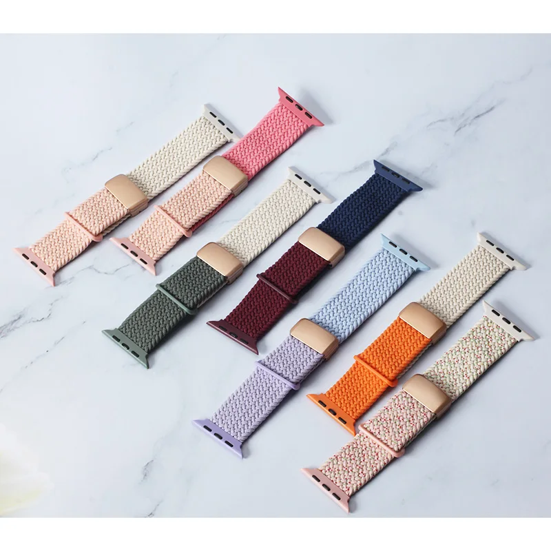 Two-Tone Braided Loop Magnetic Strap For Apple Watch Bands 38/40/41mm 42/44/45mm for Small Wrists For Apple Watch Series10 9 8 7