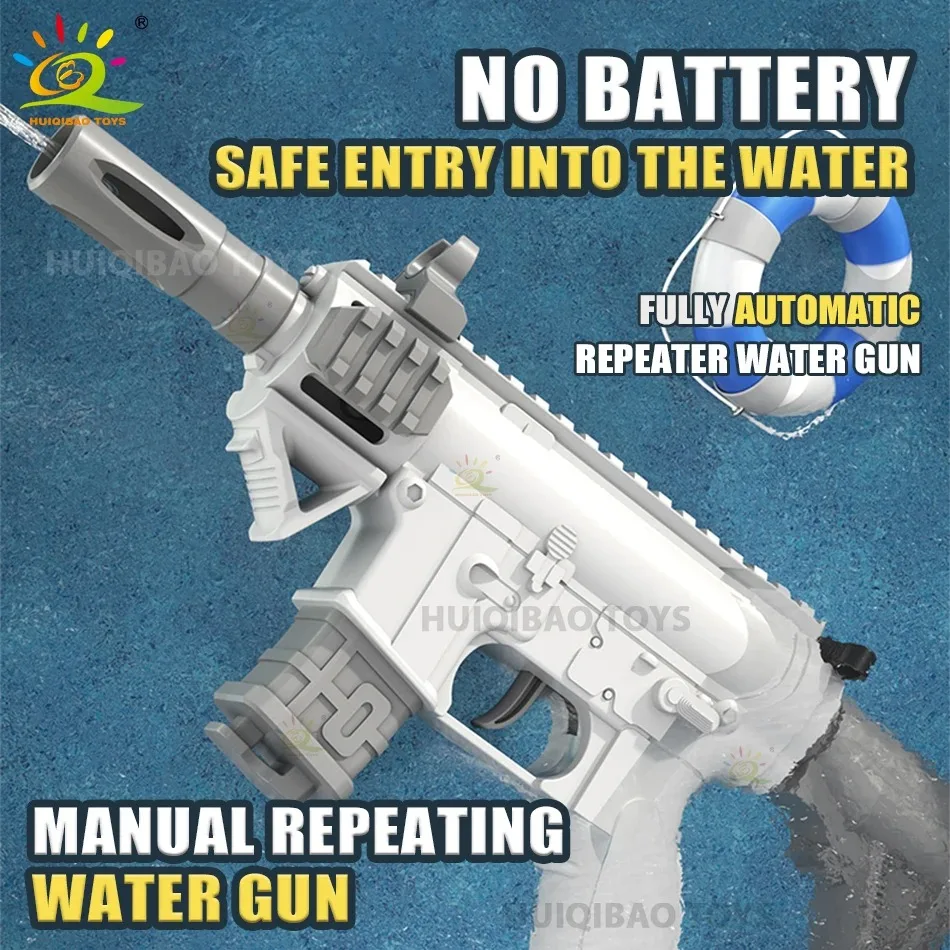 HUIQIBAO M416 Manual Water Gun Portable Summer Beach Outdoor Shooting Game Toy Pistol Water Fight Fantasy Toys for Children Boys