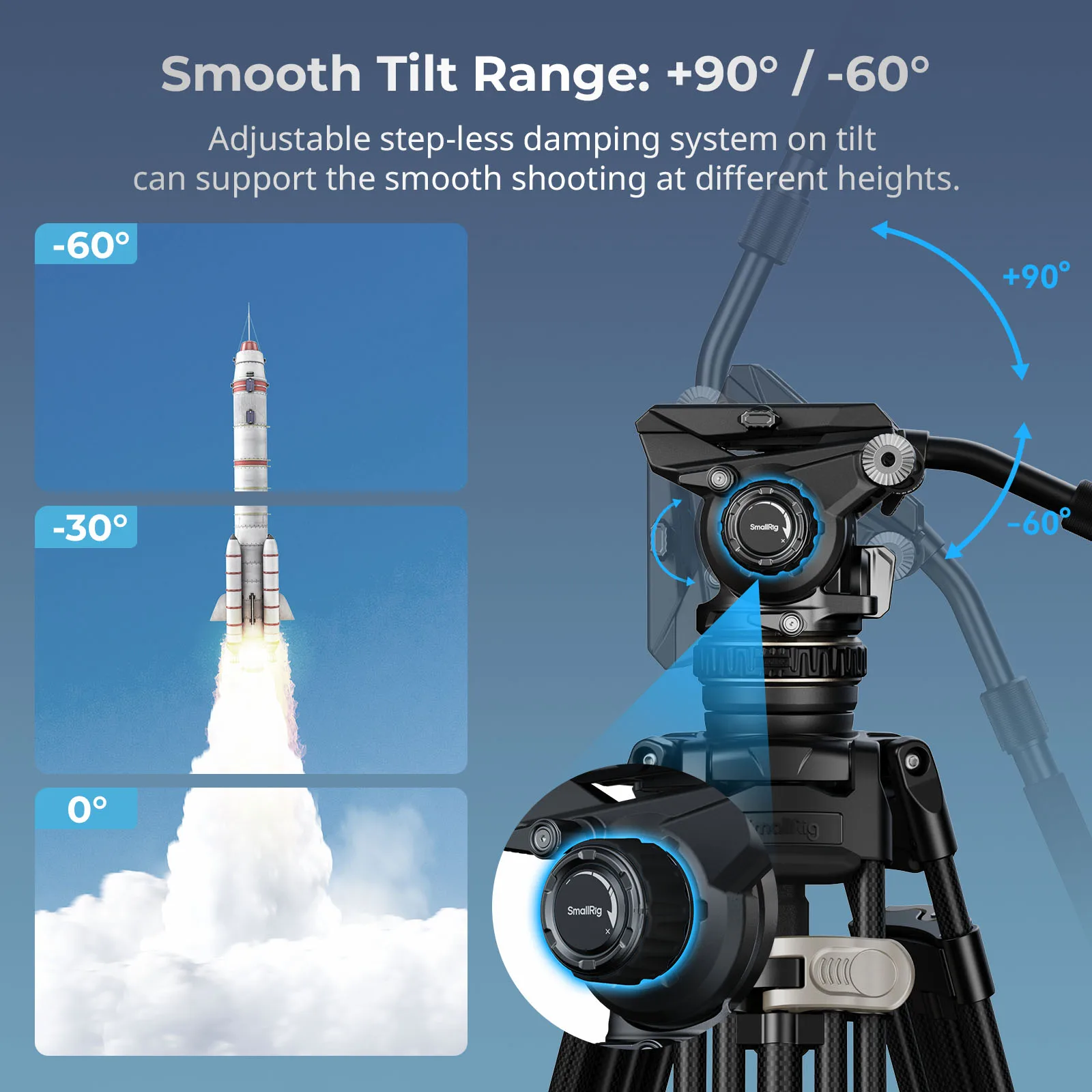 SmallRig DH12 Professional Fluid Video Head with 6-Step Counterbalance Dynamic, Step-Less Damping Adjust on Pan/Tilt, Load 8kg
