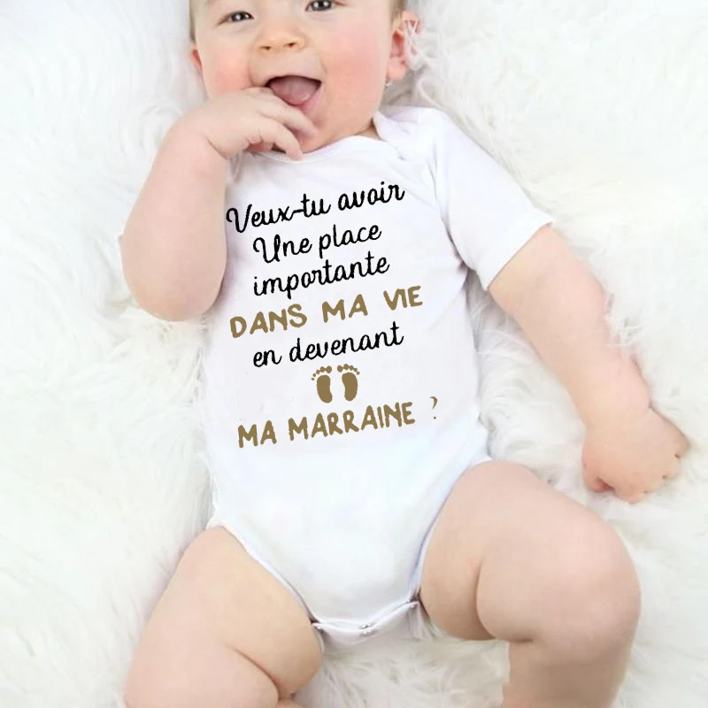 Do You Want To Becoming My Godmother Newborn Infant Baby Clothes Toddler Jumpsuits Boy Girl Bodysuits Summer Short Sleeve Outfit