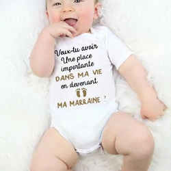 Do You Want To Becoming My Godmother Newborn Infant Baby Clothes Toddler Jumpsuits Boy Girl Bodysuits Summer Short Sleeve Outfit