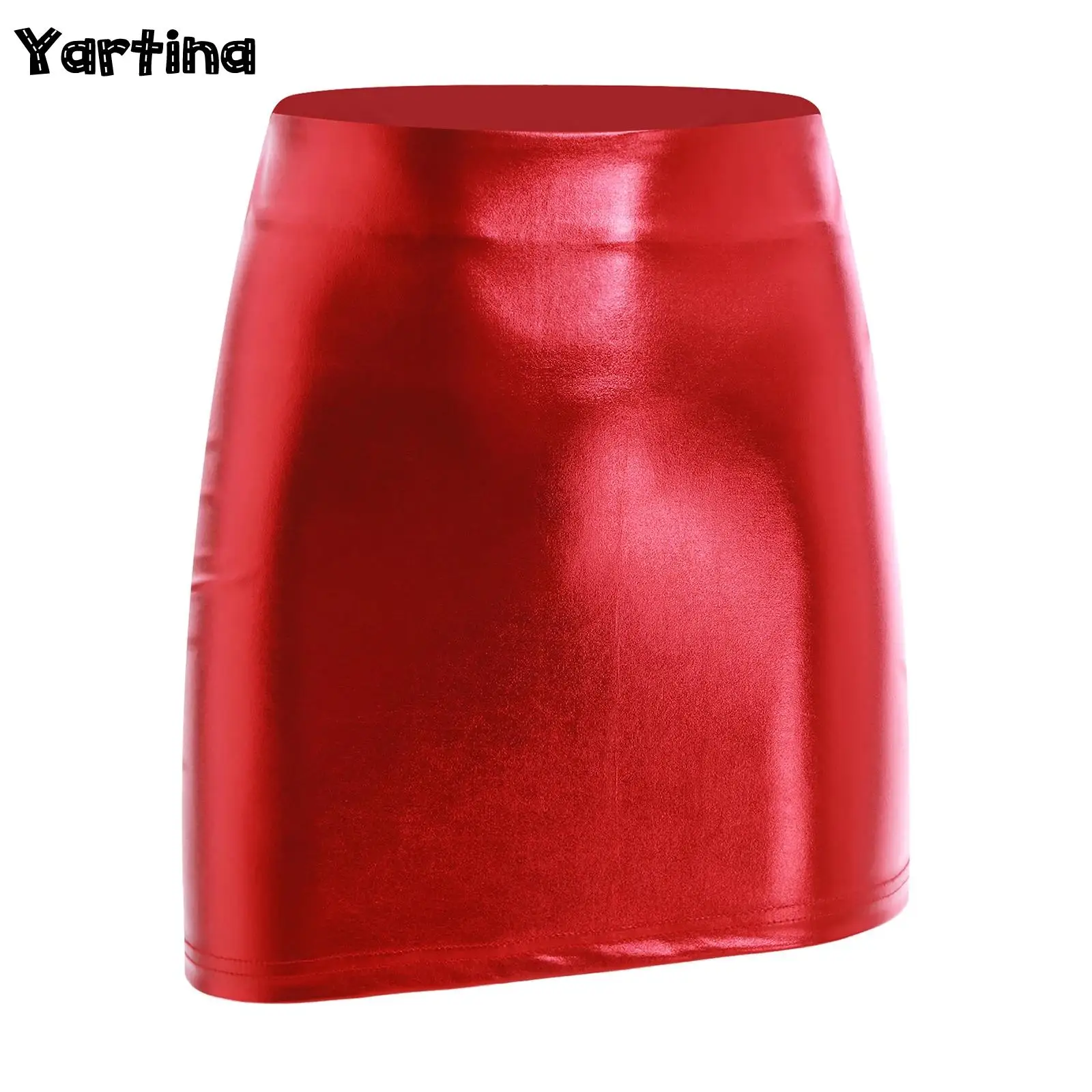 

Womens Metallic Shiny Hip Mini Skirt High Waist Back Zipper Vintage Tight Hip-hugging Bodycon Pencil Skirt Vintage Costumes