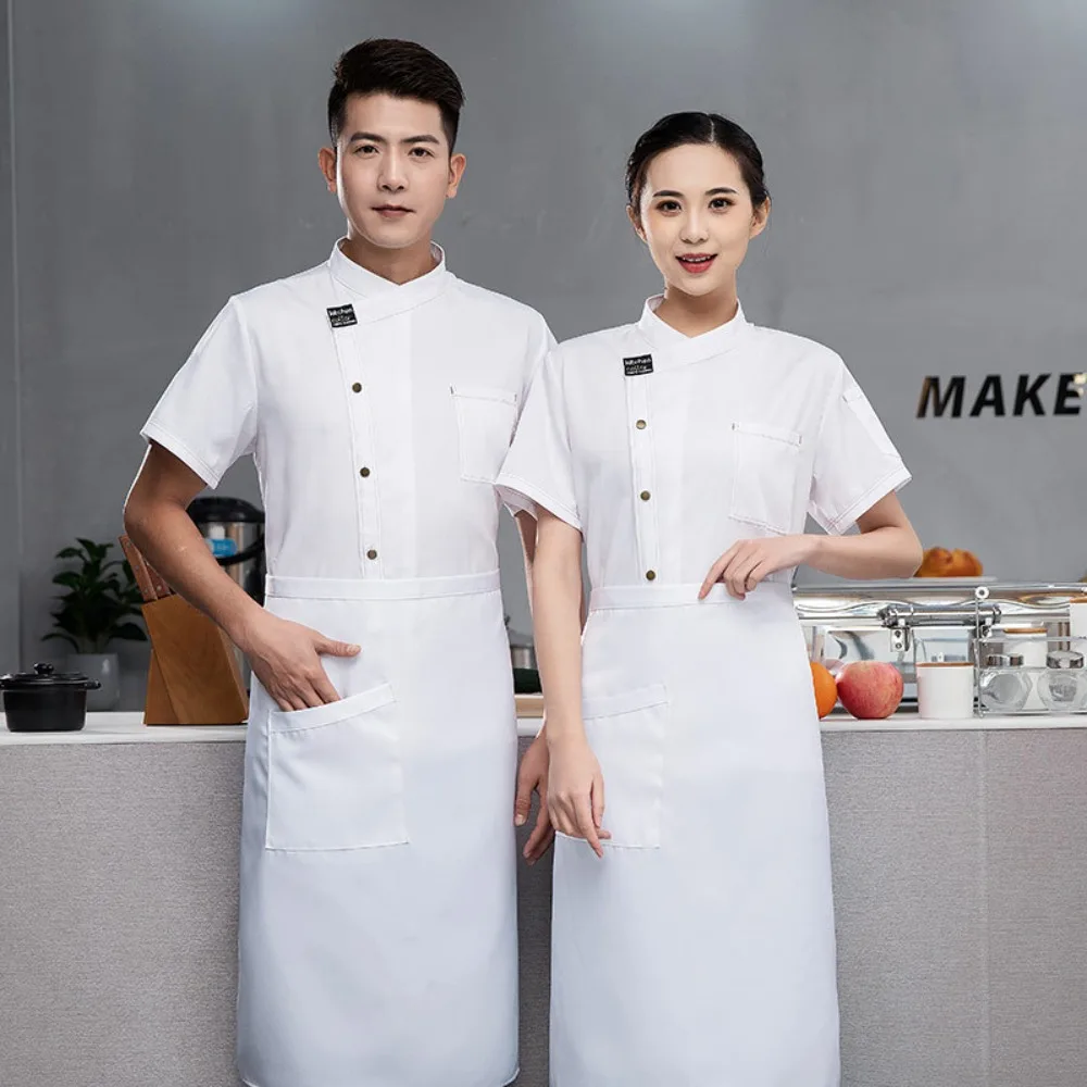 요리사 작업복 반팔 남성 의류 여름 베이킹 및 식사 주방 호텔 매점 의류 얇은