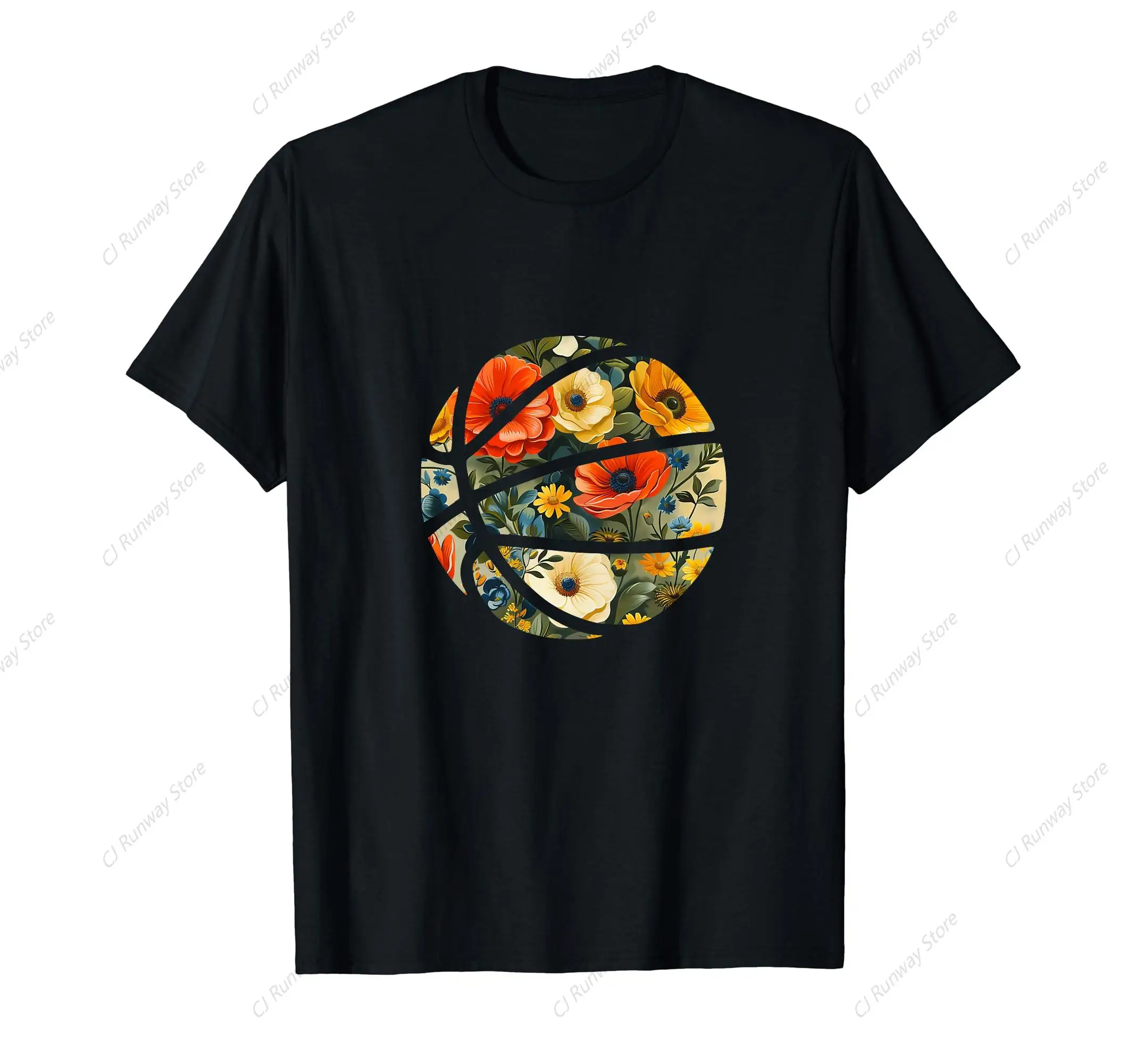 Basketball Silhouette Flowers Botanical Floral T-Shirt Streetwear Casual Men's Popular Clothing