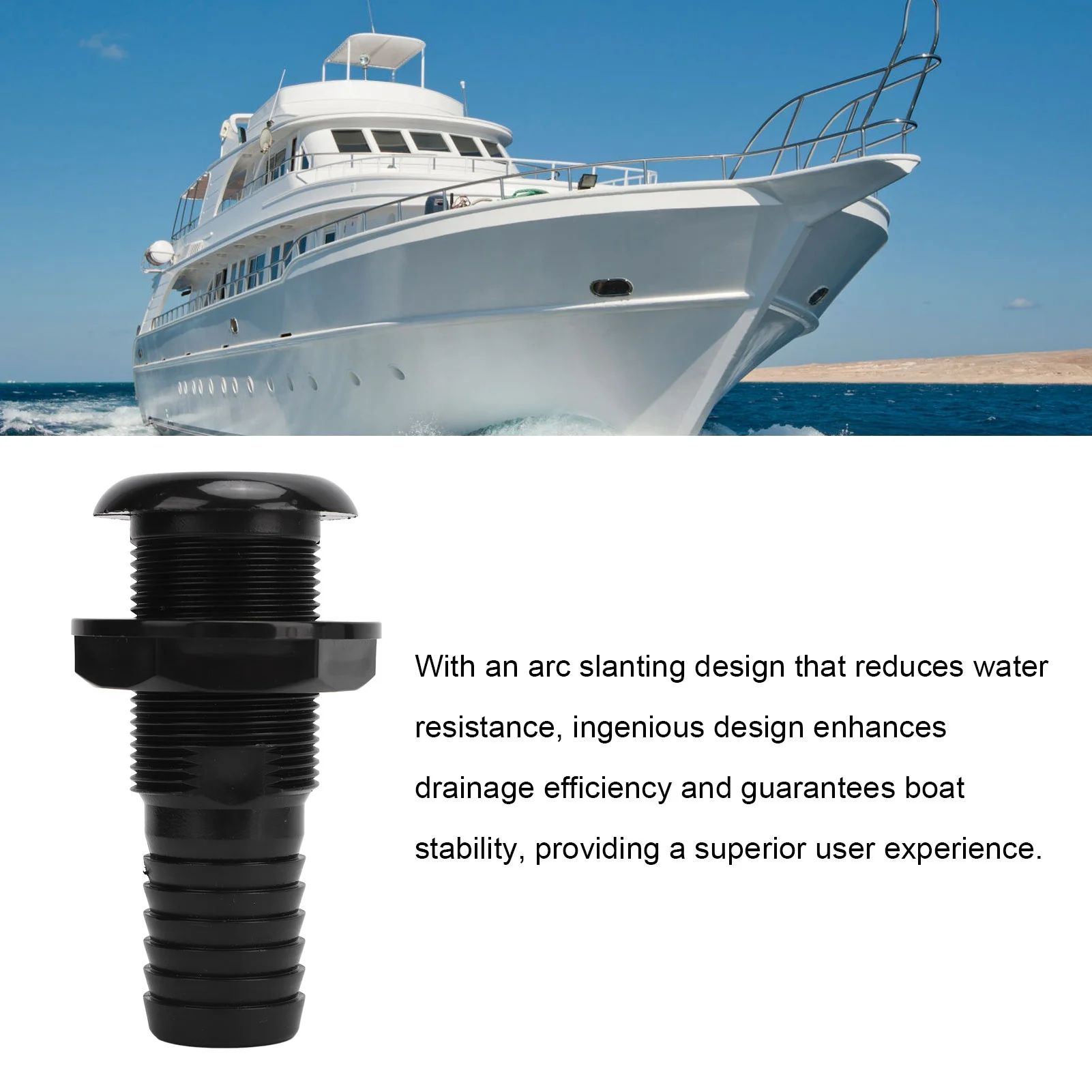 C2 Boat Through Hull Connector 29mm Outlet Smooth Drainage Straight Drain Outlet Fittings Boat Plumbing Fittings