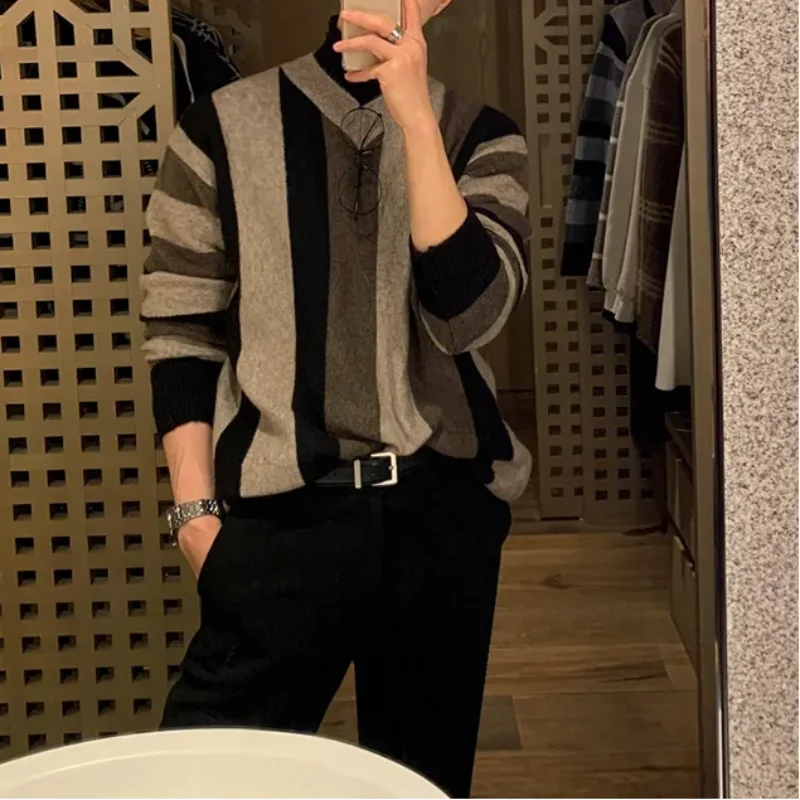 

Autumn Winter New Men Women Couple V Neck Knit Sweater Preppy Style Trendy Versatile High End Long Sleeve Top