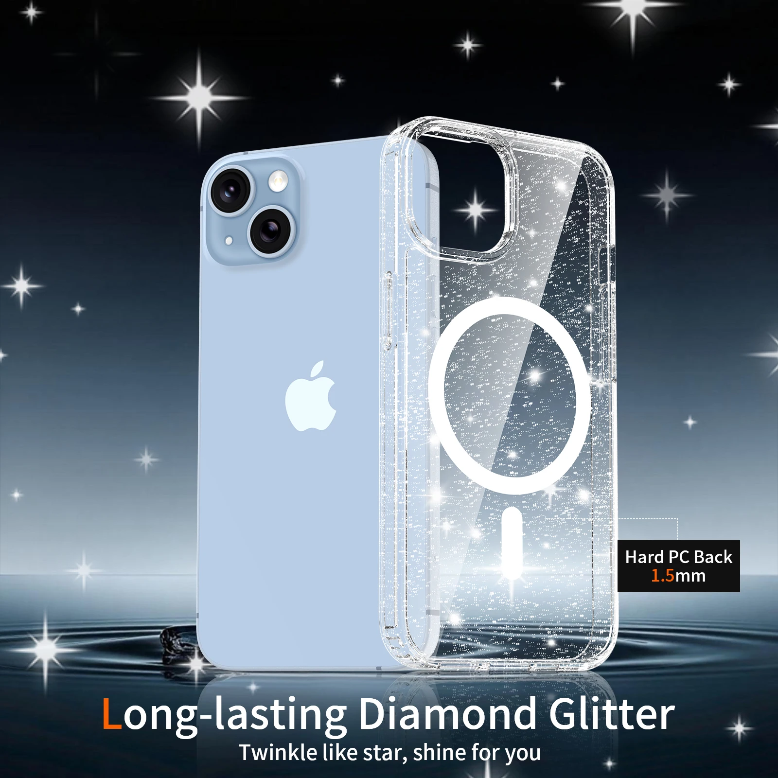 Clear Glitter Bling Sparkly Ca - Phone Accessories Magnetic ulasan dan harga