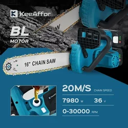 EllEAFFOR-Scie Électrique Sans Fil de 7980W, de 16 Pouces, Outil de Calcul de Coupe pour Batterie Makita de 18V