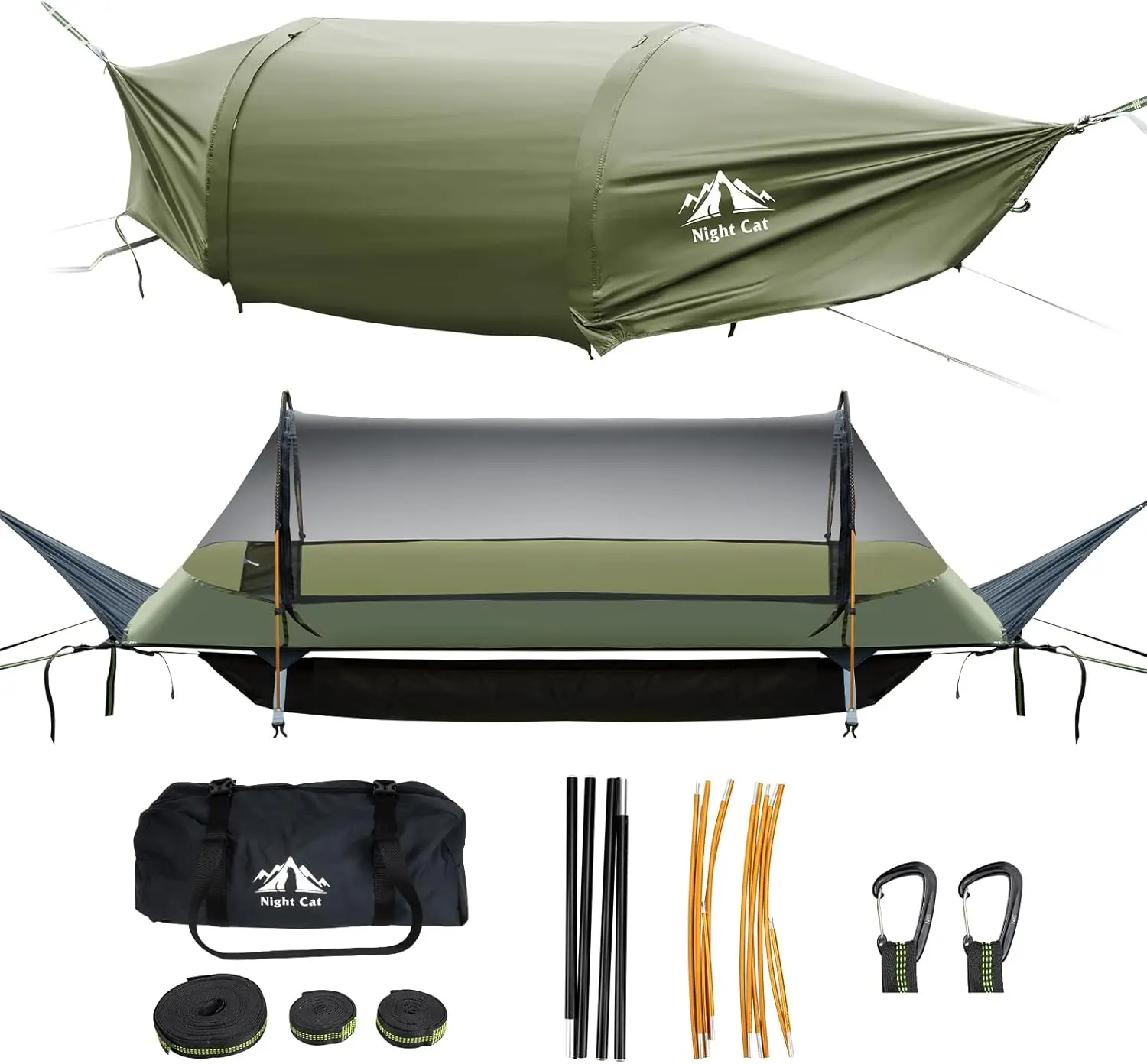 

Flat Lay Hammock Tent with Mosquito Net & Rainfly for 1 Person Backpacking Hiking Camping Lightweight 330LBS