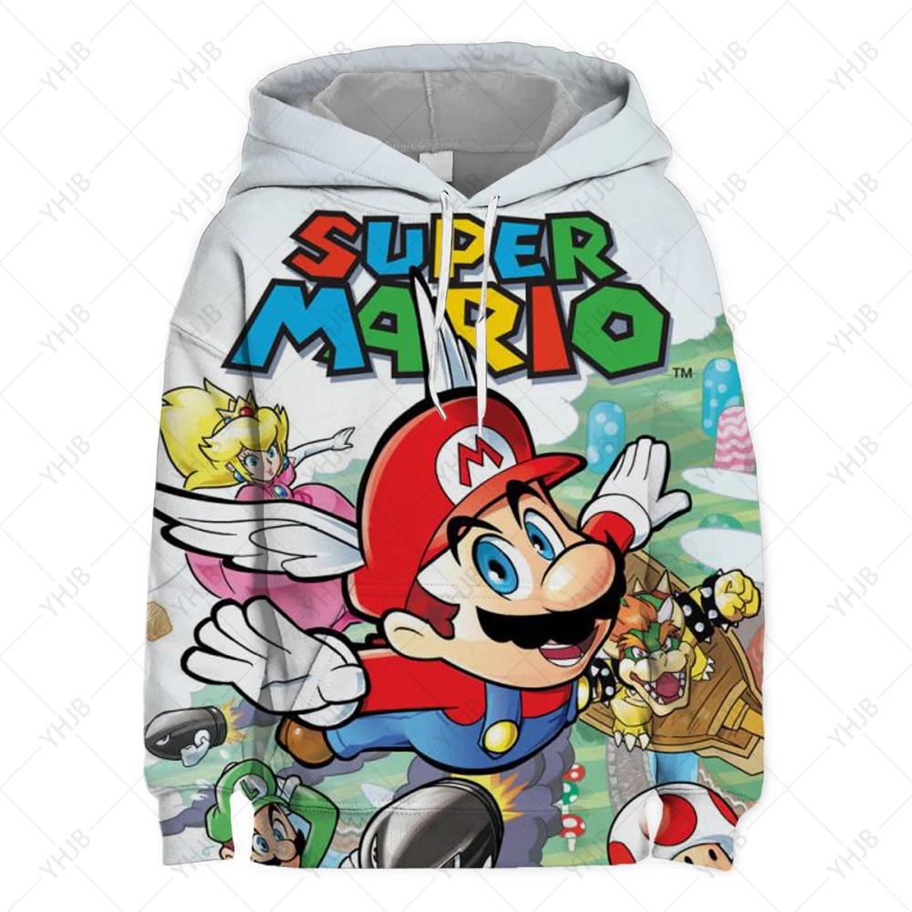 

2024 New Hoodie Kids Sweatshirt Boy Student Handsome Clothing Boy Clothing Hoodie Mario Anime clothing ages 4-14