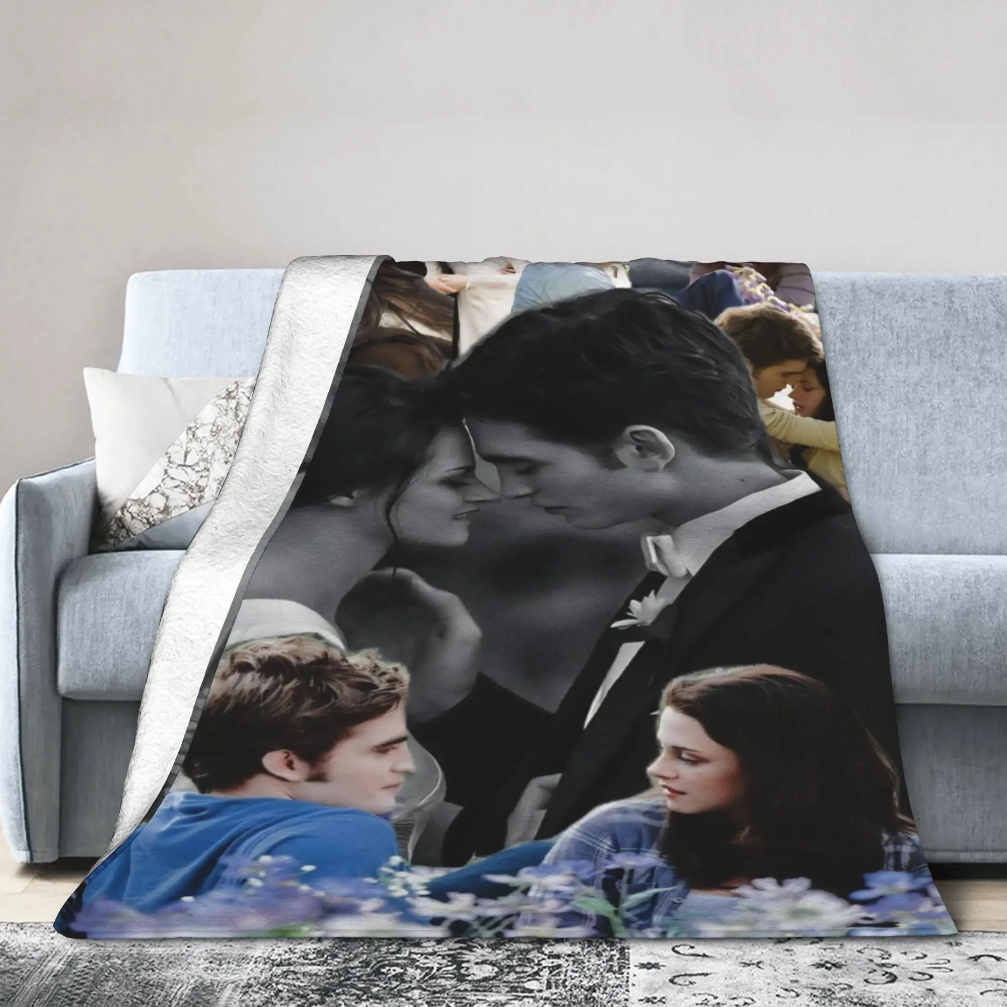The Twilight Saga Movie Plush Blanket Bella Edward Vampire Funny Throw Blankets for Home Hotel Sofa  125*100cm Quilt
