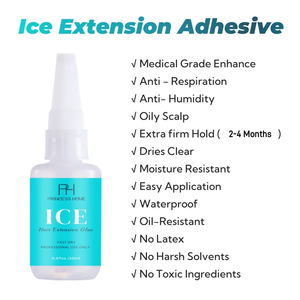 Haarverlängerungskleber-Gel-Sets mit Figer-Handschuhen, unsichtbare Haarverlängerungskleber, 20 g, Aktivator-Entferner, 50 ml, für eiskalte Verklebung – Detail 3