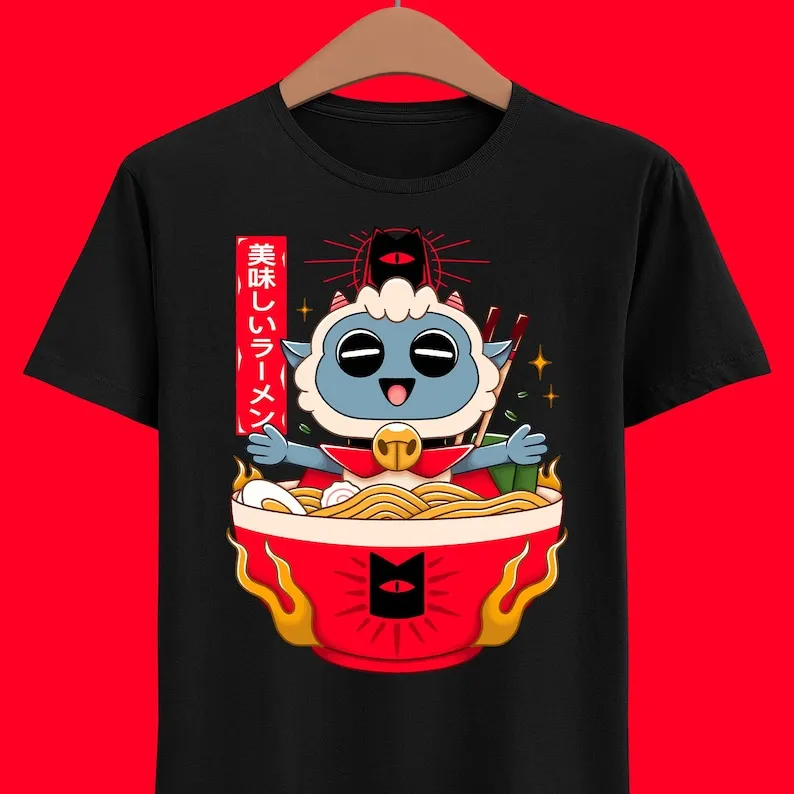 Cult Of Ramen Unisex T-shirt - Cult of the Lamb - Unholy Alliance - Japanese Food Art Gaming Tee