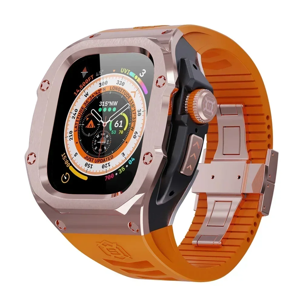 Luxuriöses Modifikationsset für Apple Watch Ultra 2 49 mm, Edelstahlgehäuse für IWatch 9 8 7 6 45 mm 44 mm Sportarmband-Ersatz – Detail 20