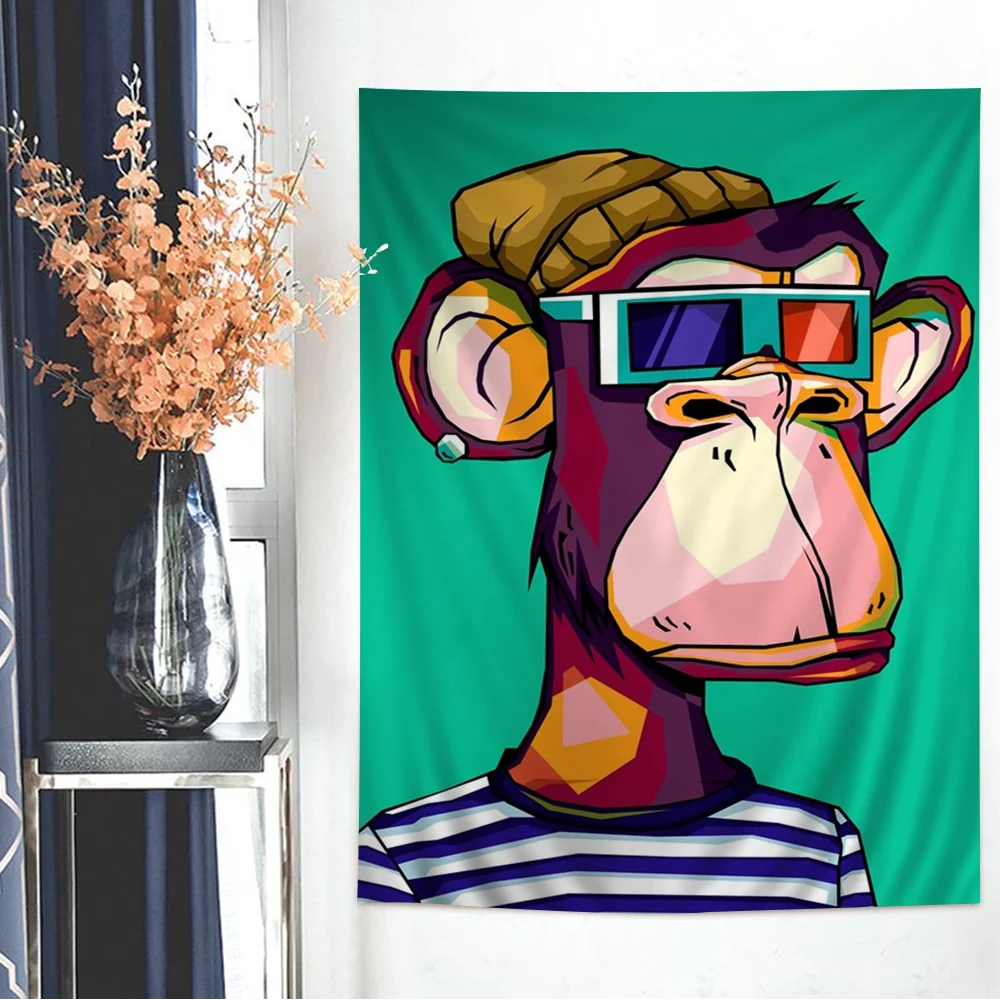 Bored Ape Graffiti Hanging Bohemian Tapestry Hanging Tarot Hippie Wall Rugs Dorm Wall Hanging Home Decor