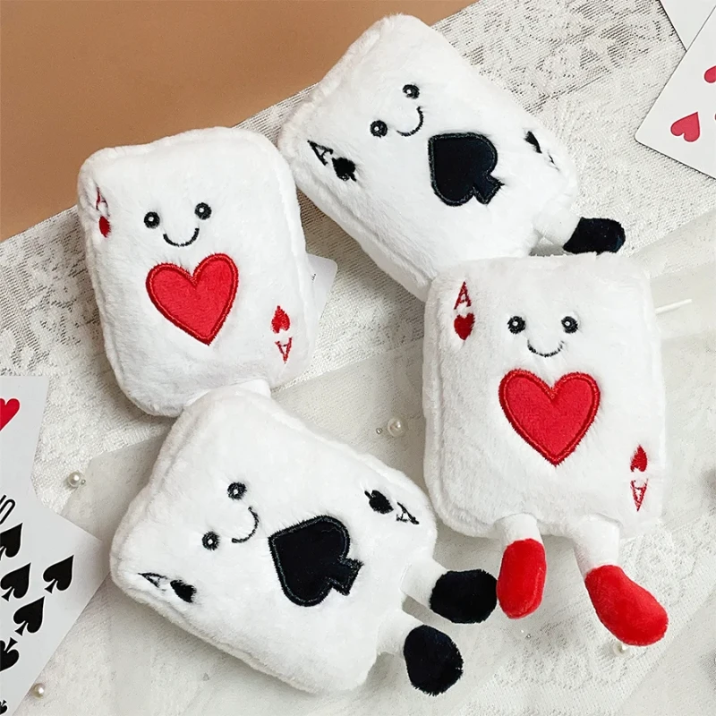 Kreative Spielkarten Plüsch Anhänger Pik Ace Weiche Angefüllte Puppe Nette Puppe Paar Schlüsselbund Puppe Geburtstag Geschenk Anhänger
