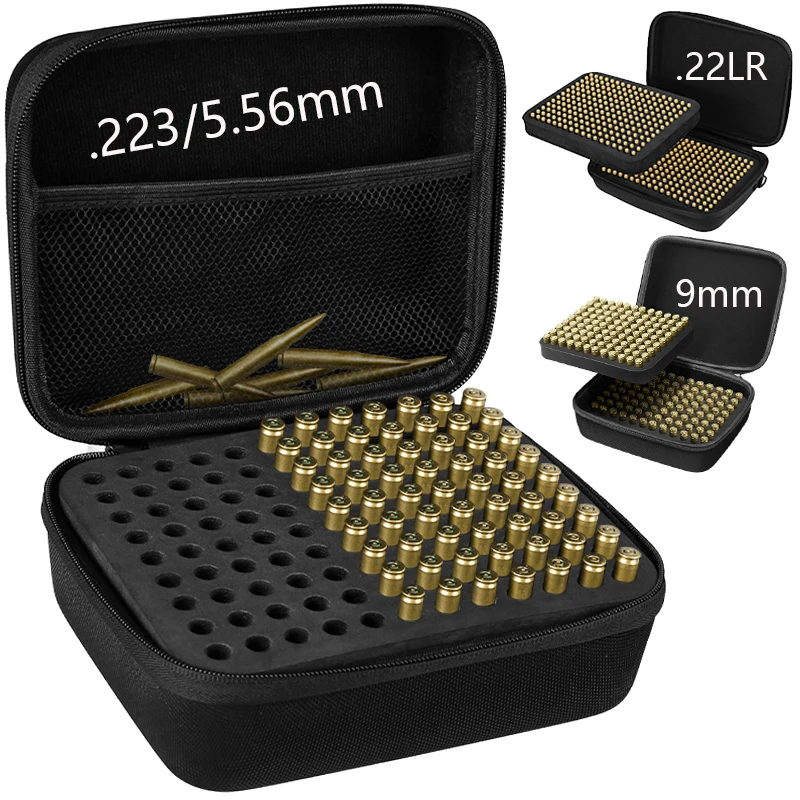 .223/5.56mm 9mm .22LR Ammo Storage Box Ammunition Holder Bullet Carry Case Ammo Pouches for Hunting Shooting Cartridge Bag