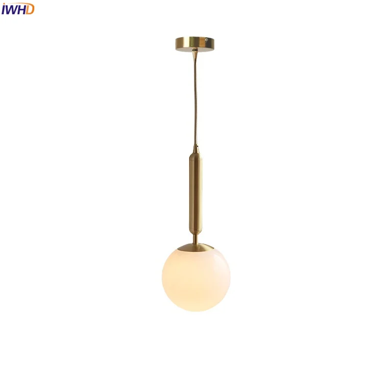 IWHD White Glass Ball LED Pendant Lights Restaurant Table Children's Bedroom Home Decor Chandelier Hanging Lamp Pendelleuchte