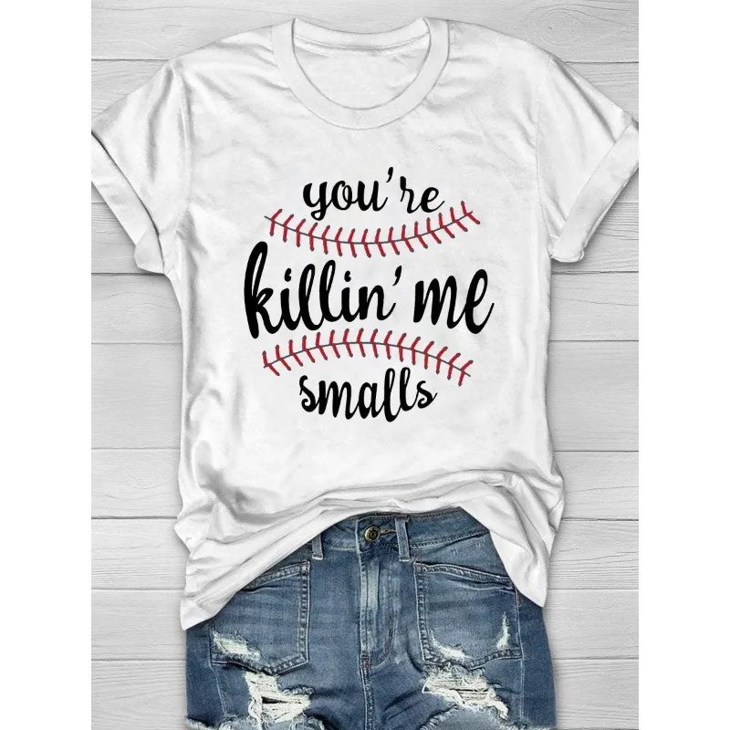 HOT Women's Baseball Print T-Shirts Summer O Neck Tops Short Sleeve Casual Tees