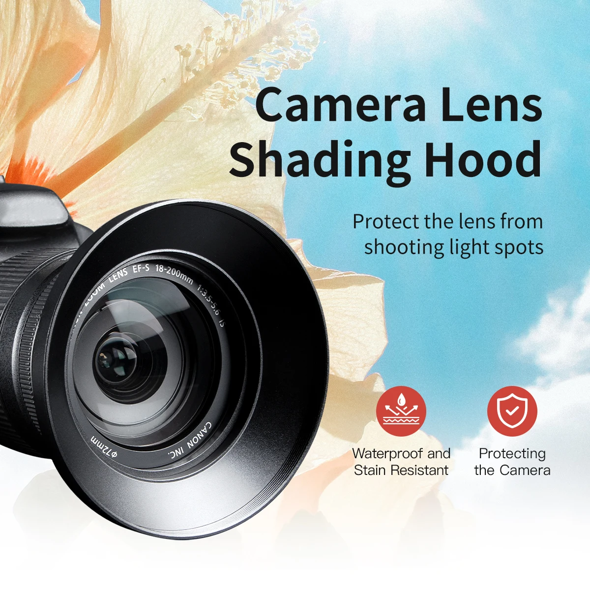 MECORIGHT Wide-Angle Camera Lens Hood Bellows Compatible with Canon Nikon Sony Fuji Sigma DSLR 200D Mirrorless 43/49/52/55/58/62