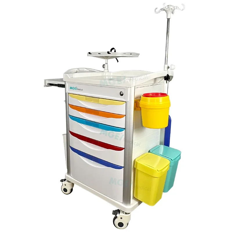 ABS Medical Emergency Crash Cart Treatment Trolley with Multi-Function Design Durable Hospital Use