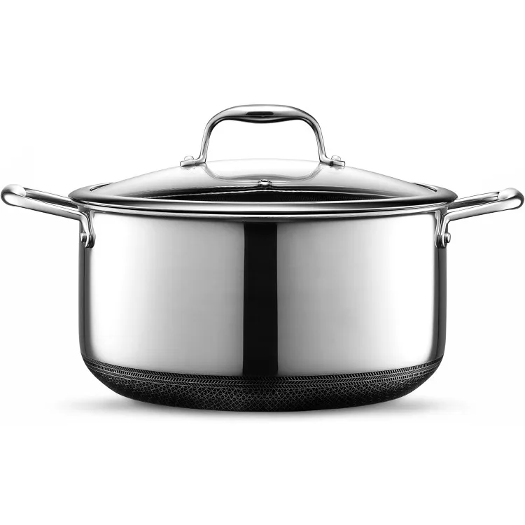 Hybrid Nonstick 8-Quart Stockpot with Tempered Glass Lid, Dishwasher Safe, Induction Ready, Compatible with All Cooktops