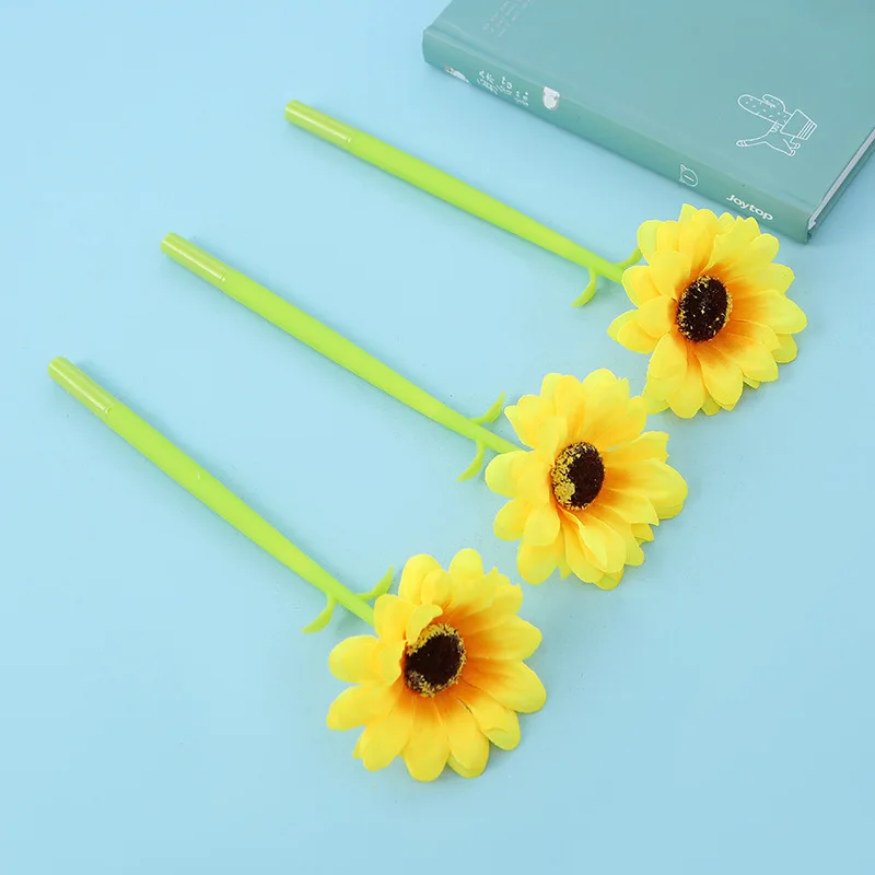 16PCS  Creative sunflower neutral pen plastic cloth soft plastic imitation sunflower sunflower ink pen