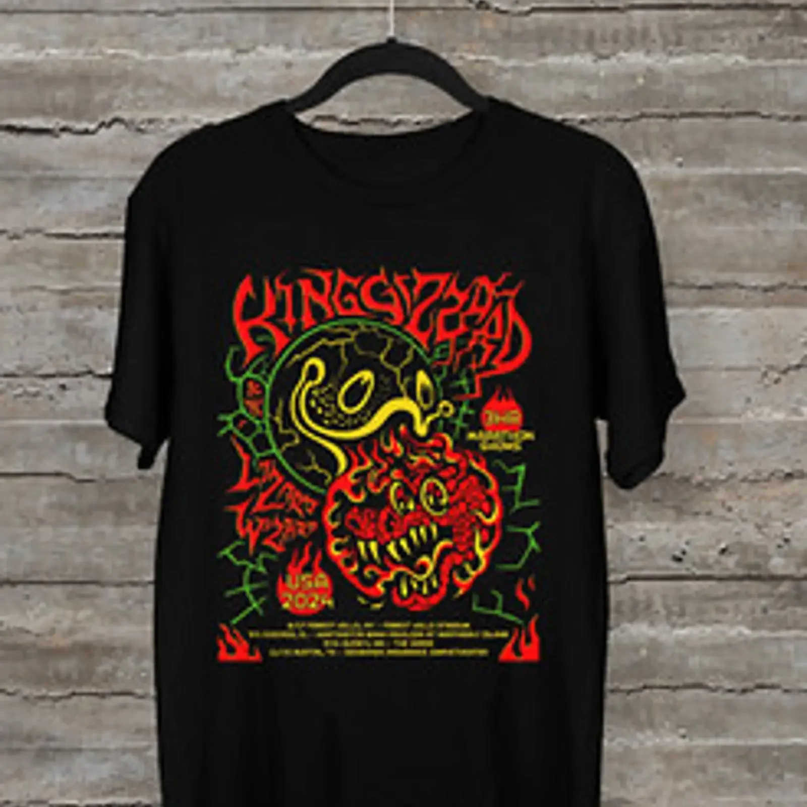 Camisa King Gizzard amp the Lizard Wizard Tour 2024 Negra Todas las Tallas S 5XL vintage Washed homme Soft Casual Comfortable