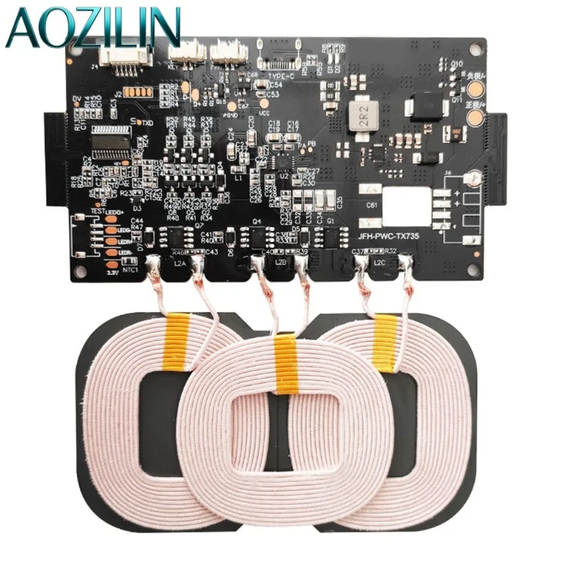20W High‑Power Wireless Charging Module 12V 3‑Coil Fast Charging Board for Outdoor Energy Storage Power Supply DIY Modification