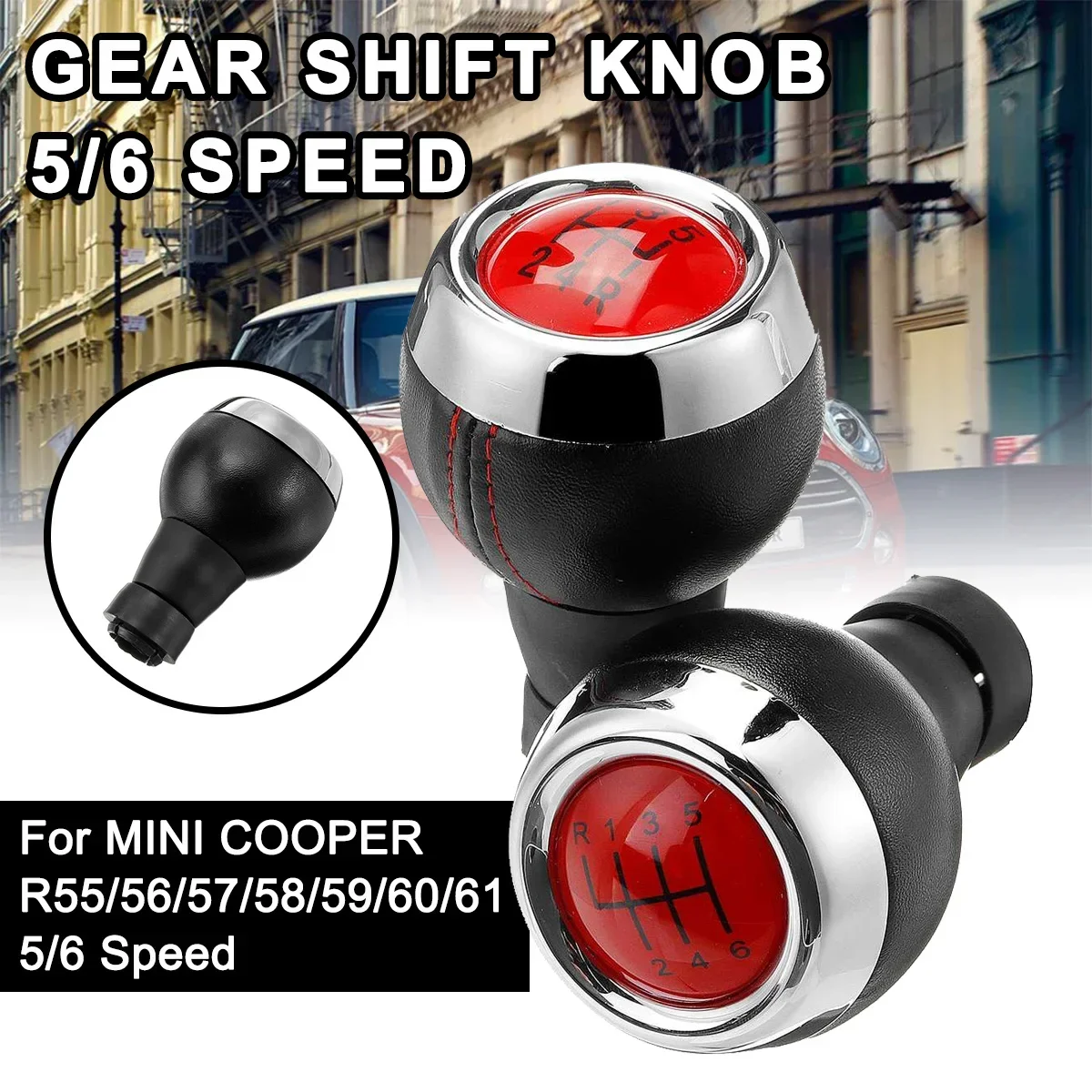 Stick Manual Gear Shifter Car Gear Shift Knob 5/6 Speed Red PU Leather Cover For BMW FOR MINI COOPER R56 R57 R58 R59 R60 R61